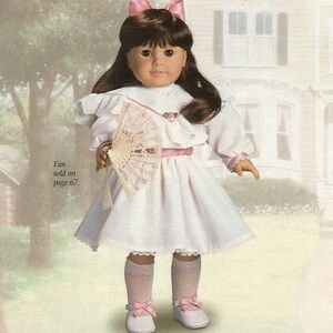 Samatha Parkington Tea Dress (Pleasant Co) and White Party Slippers (AG)